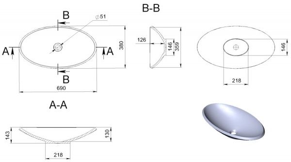 Умывальник EGO Lex R (Matte)