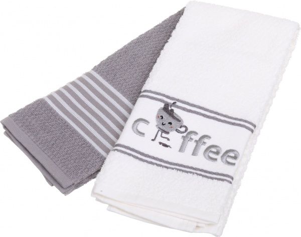 Набір рушників кухонних La Nuit Happy Coffee 2 шт. 40x60 см La Nuit білий із сірим 