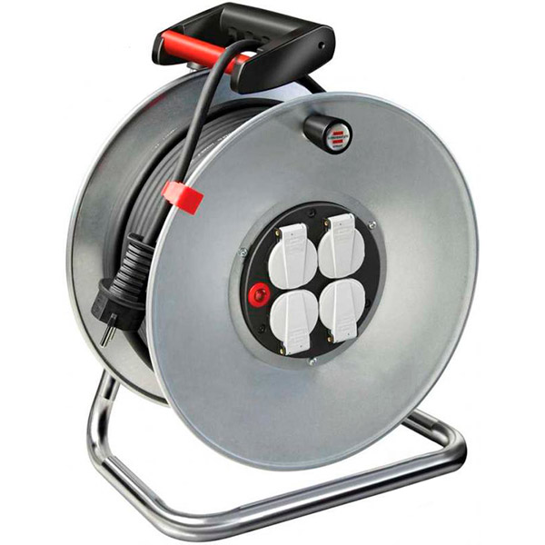 Удлинитель на катушке Brennenstuhl Garant S с заземлением 4 гн. серебристый 50 м 1195066 