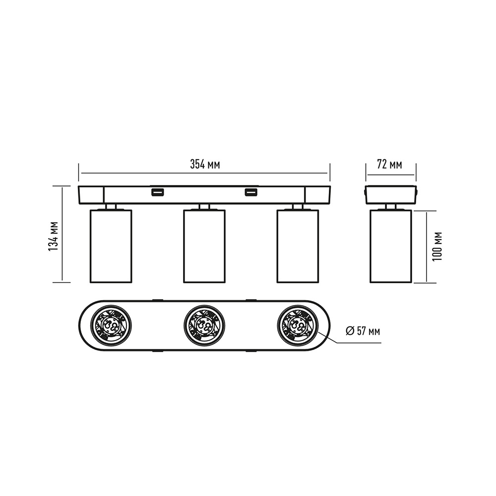 Спот Maxus 3xGU10 чорний 3-MAX-SL-GU10-BL