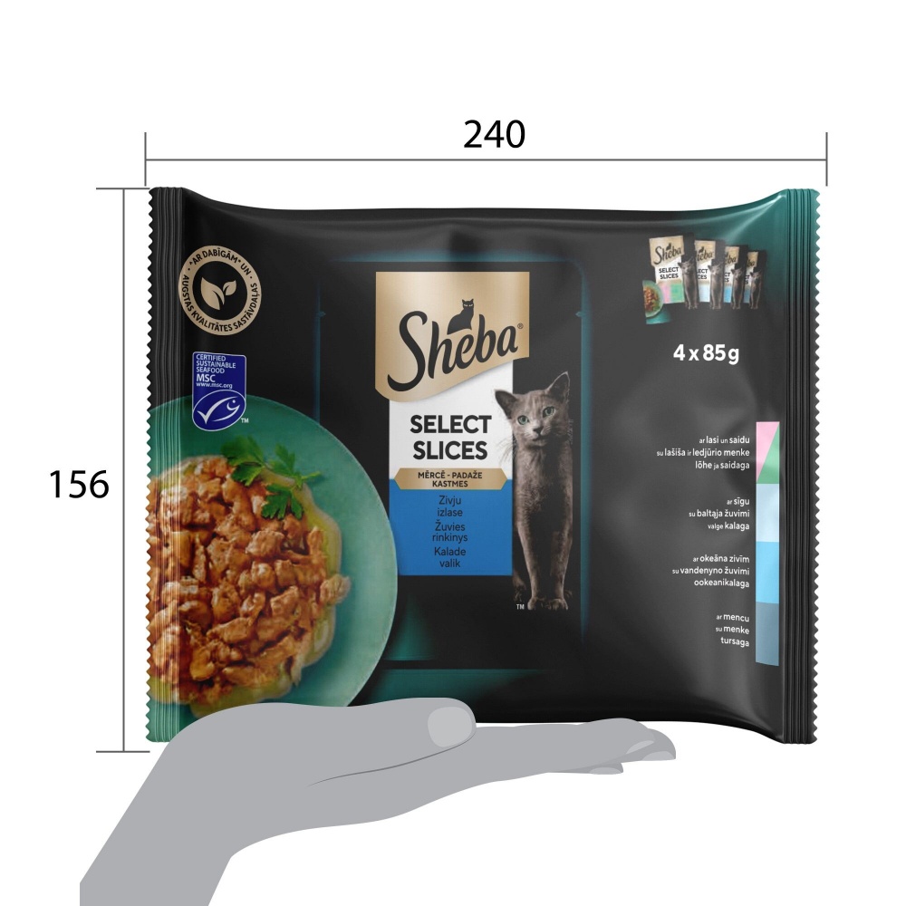 Корм влажный для котов Sheba рибное ассорти в соусе 4х85 г