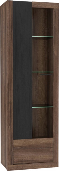 Витрина 1D левая Trass TRAV711L дуб черный / дуб болотный 