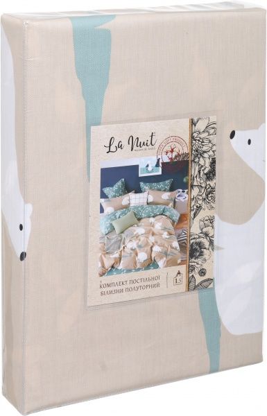 Комплект постільної білизни Polar bears полуторний різнокольоровий принт La Nuit 