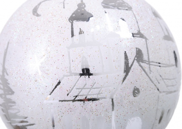 Куля новорічна сніжна колекція скляна d 100 мм білий