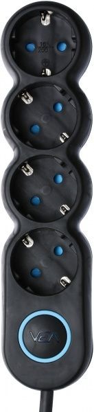 Удлинитель VEA с заземлением 4 гн. черный 3 м VE2S4SBBL-3m 