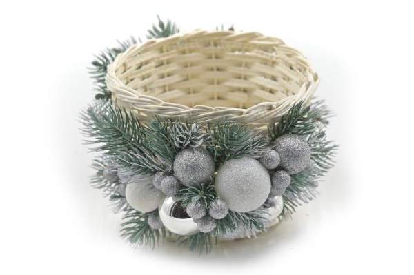 Декорация новогодняя кашпо из лозы для конфет Снежная королева 46 