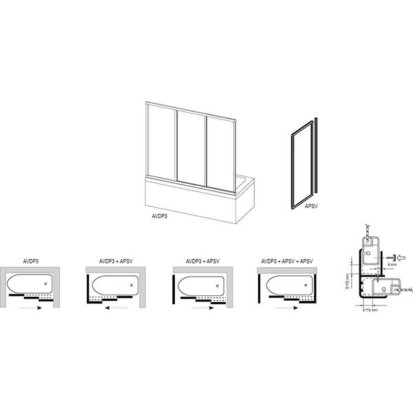 Душова стінка Ravak APSV-70 rain біла 137x70 см