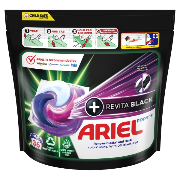 Капсули для машинного прання Ariel PODS+ Revitablack 36 шт.