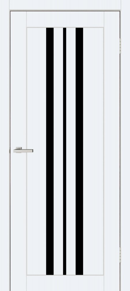 Дверне полотно ОМіС Lego 055 BG (з фрезеруванням п/з 96/85) ПО чорне скло 800 мм білий емалекс