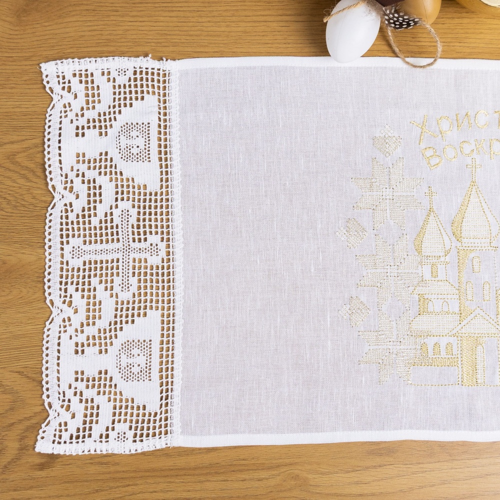 Полотенце пасхальное 694-25/09 32x70 см Эдельвика белый