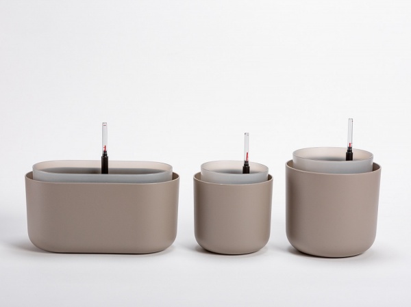 Вазон пластиковий Plastia з системою автополиву Tolita 30,5 см круглий 3,2 л сірий (1909773007) 