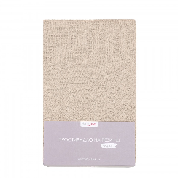 Простынь на резинке махровое 160x200 см бежевый Homeline 