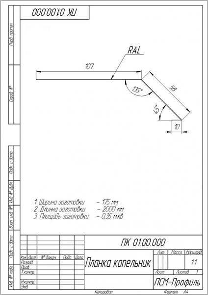 Капельник матовий PSM RAL 6020 зелена 2м