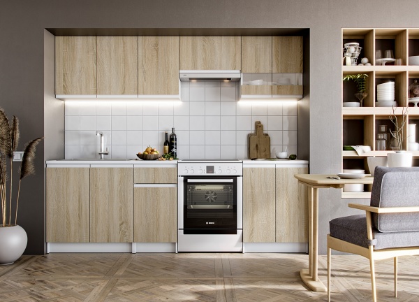 Кухня Катарина ЛЮКС_3 Грейд с ручкой J-pull ЛДСП 2,4 м 