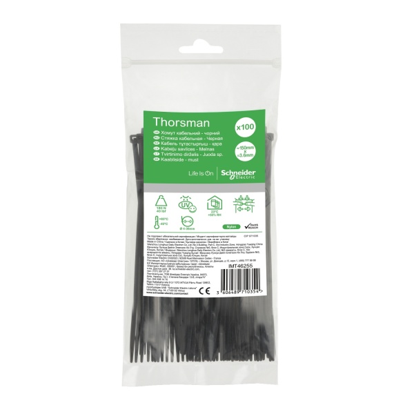 Стяжка для кабеля Schneider Electric Thorsman 150х3,6 мм 100 шт./уп. IMT46255 черный 