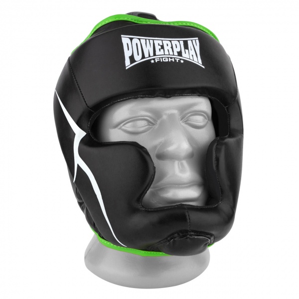 Шолом боксерський PowerPlay 3100 чорний/зелений р. M 