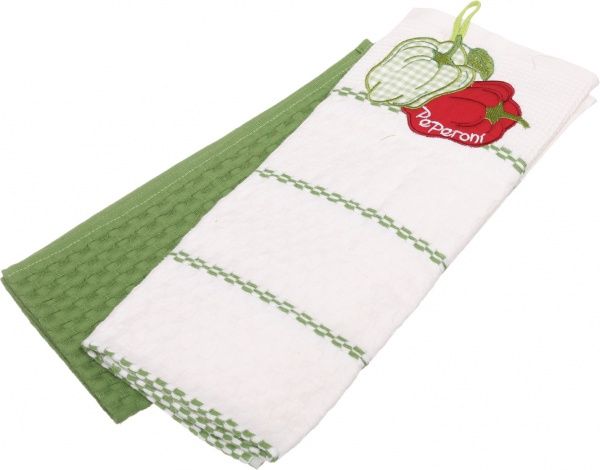 Набір рушників кухонних Перець 2 шт. 45x70 см білий із зеленим Home Line 
