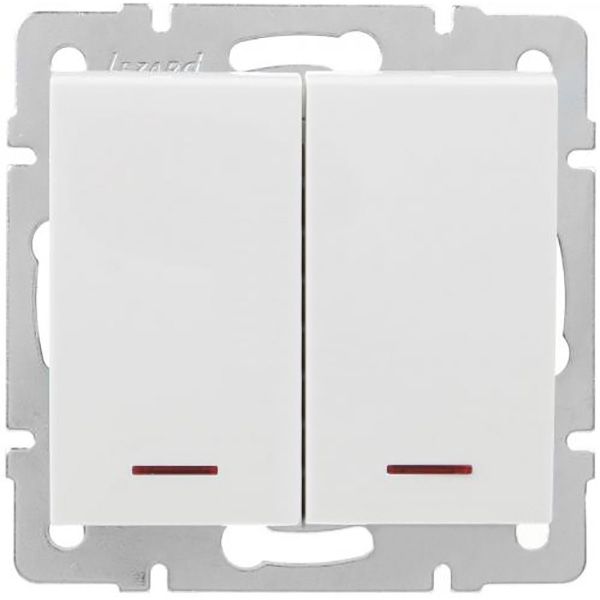 Вимикач двоклавішний Lezard Rain з підсвіткою 10 А 250В білий 703-0288-112