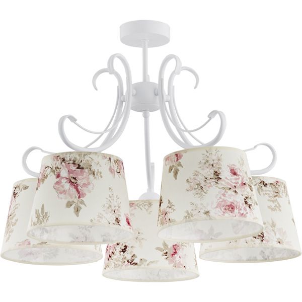Люстра потолочная TK Lighting AMELIA WHITE 5xE27 белый с рисунком 364 