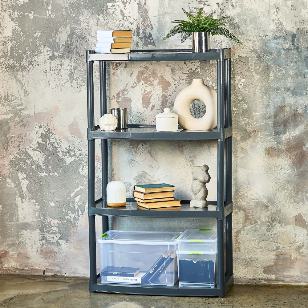 Стелаж 1370x370x820 мм Алеана граніт пластик полиці 4 шт. без покриття