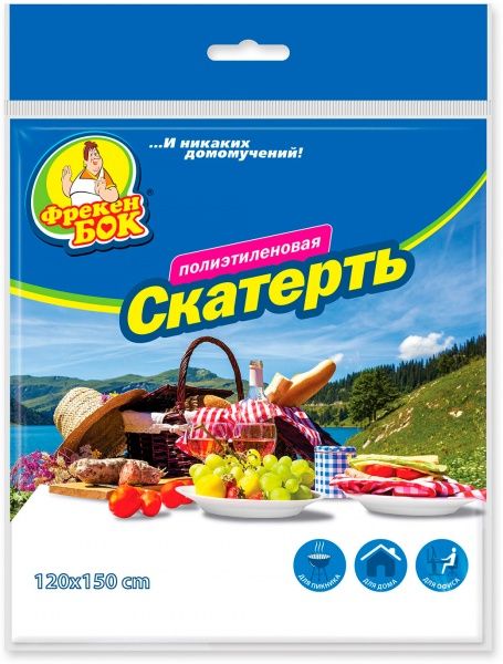 Скатерть Фрекен Бок полиэтиленовая 120 x 150 см в ассортименте 1 шт.