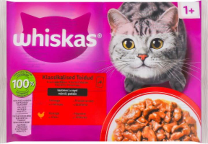 Корм влажный кошек Whiskas Говядина и Курица 4х85 г 340 г