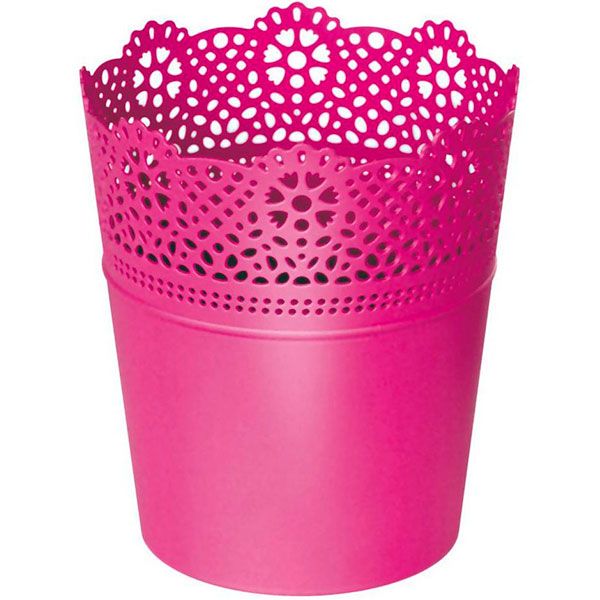 Кашпо пластикове Prosperplast Lace круглий 1л фуксія (78975-235) 