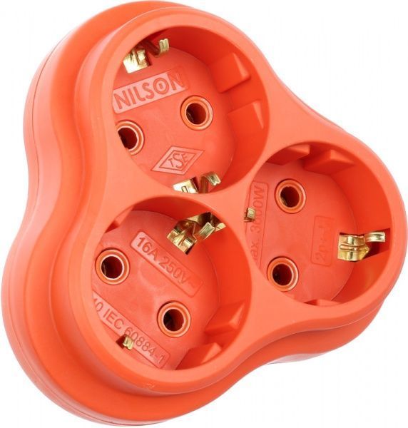 Тройник Nilson с заземлением 3 гн. оранжевый 40490101 