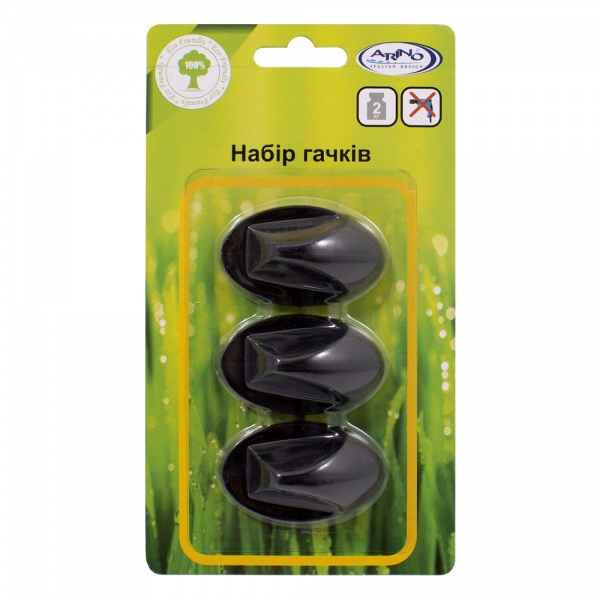 Набор клейких крючков Arino 3 шт. черный 63818