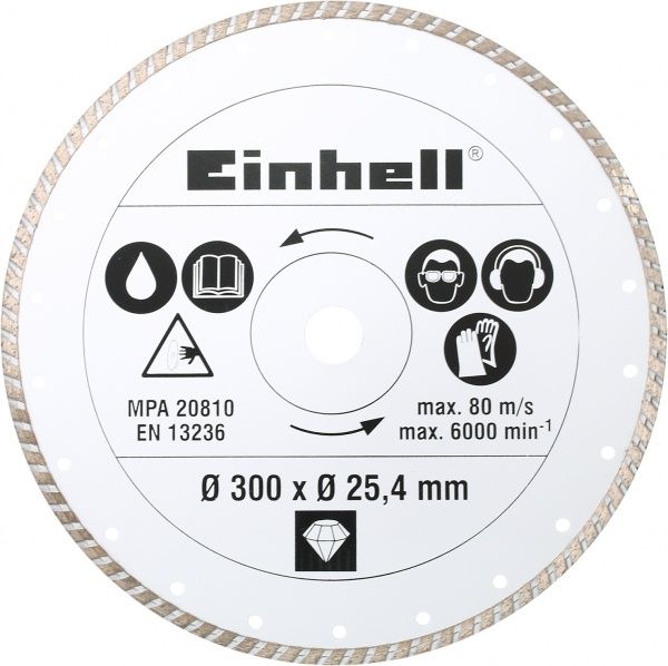 Диск алмазний відрізний Einhell 300x25,4 тротуарна плитка , цегла , камінь 4301178