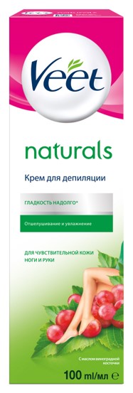 Крем Veet Naturals з олією виноградних кісточок для чутливої шкіри 100 мл