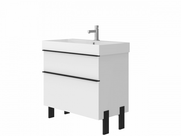 Тумба напольная ЮВЕНТА Manhattan - 85 белый с умывальником Stance-85