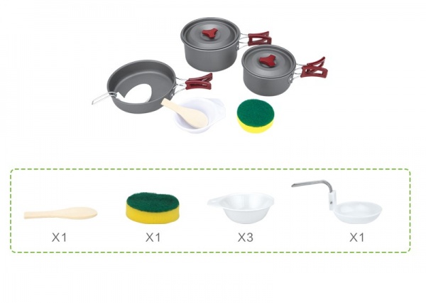 Набір туристичного посуду BRS ø200 мм 200 мм 7 л 153, каструлька, казанок, сковорода