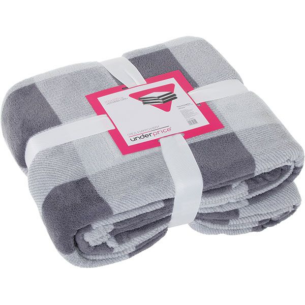 Плед мікрофібра Underprice Клітинка сіра 200x220 см 51918228