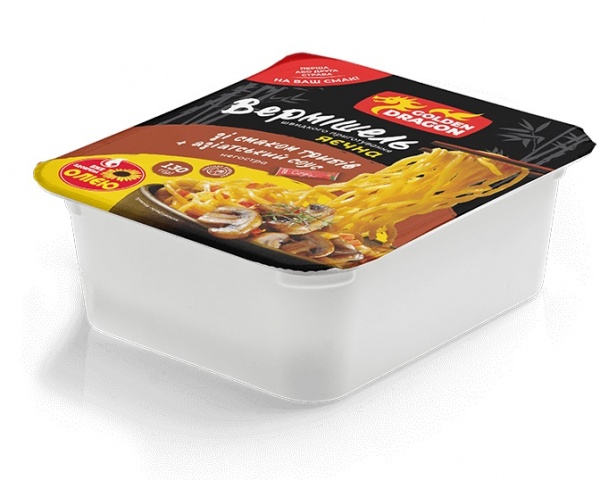 Вермішель GOLDEN DRAGON зі смаком грибів з овочами та зеленню лоток 90 г 