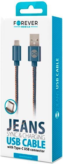Кабель Forever USB Type-C – USB 1 м джинс (T_01629) 