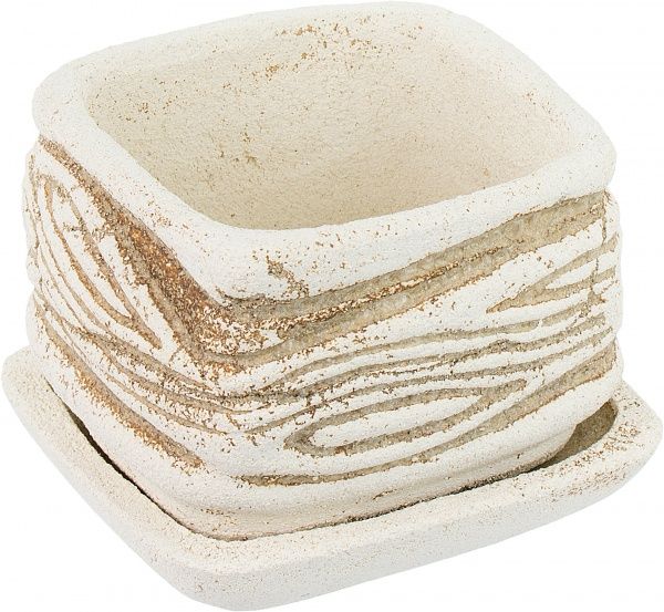 Горщик шамотний Дюна мала 170 квадратний 1,2л кремовий 