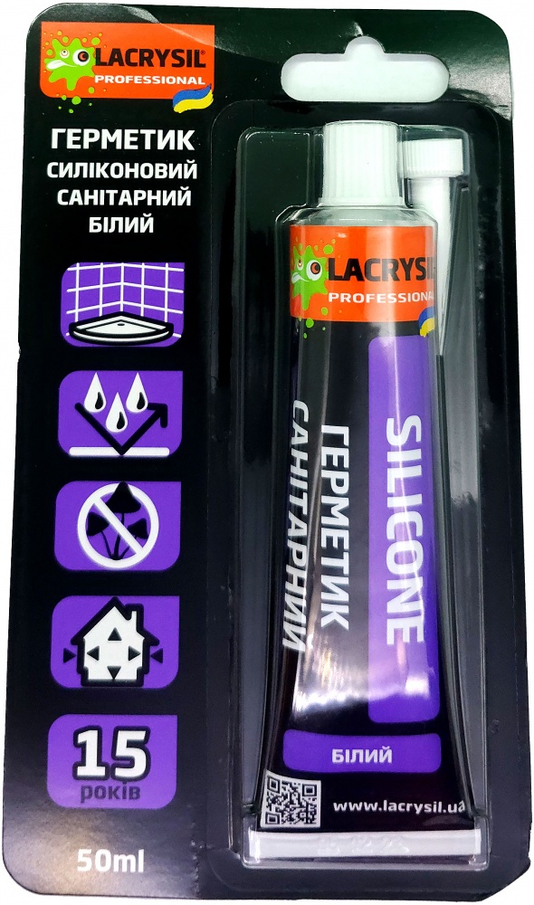 Герметик силиконовый Lacrysil санитарный белый 50 мл