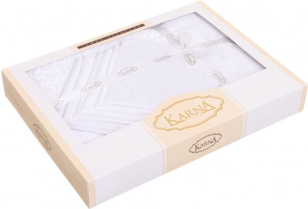 Скатерть с салфетками Caramel 160x220 см белый Karna 