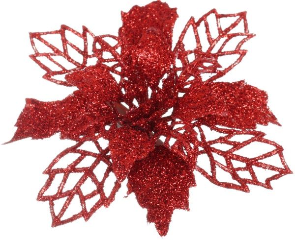 Декорація новорічна Shunda Пуансетія в наборі 3 шт. червона