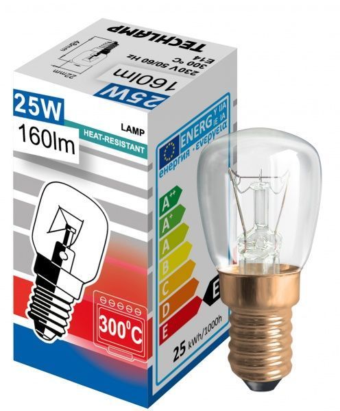 Лампа накаливания для духовок Techlamp РП 300°С T22 25 Вт E14 230 В прозрачная 