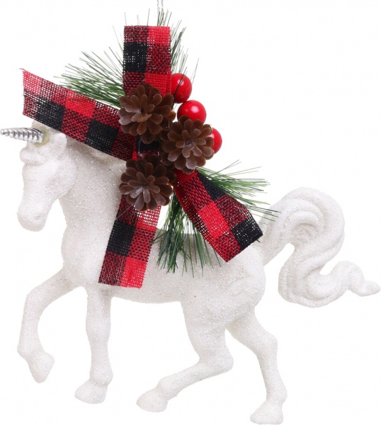 Декоративная подвеска Единорог 14x12x4 см белый LD21021