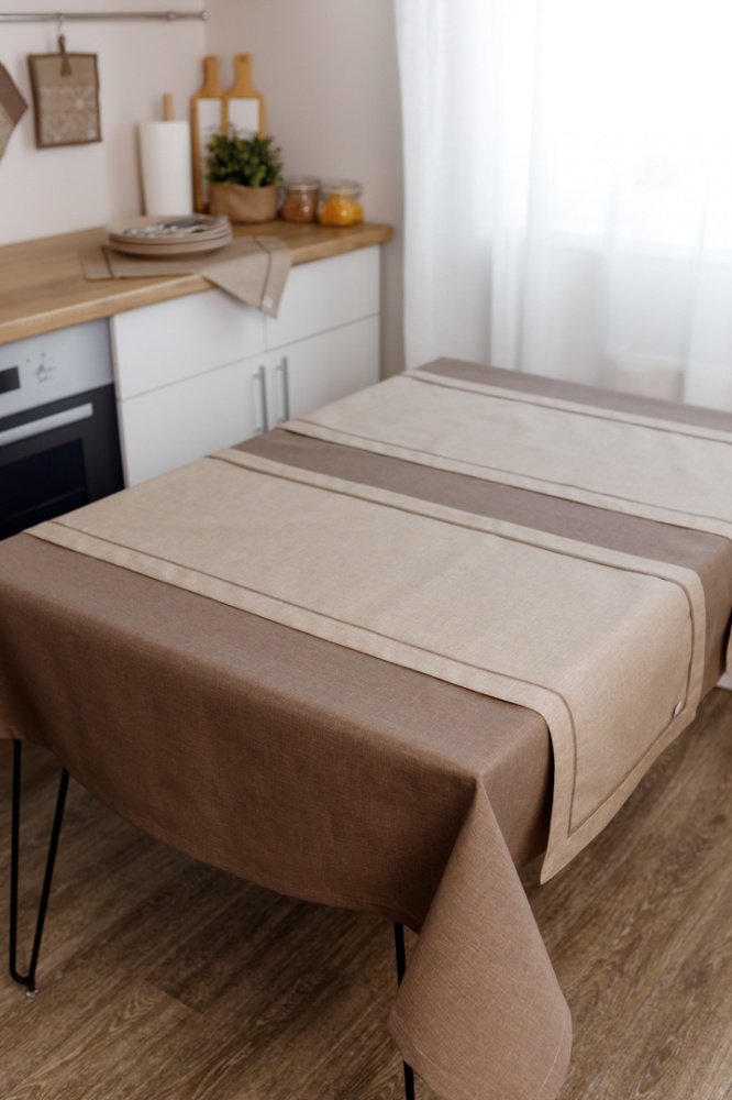 Скатерть Корица Коричневая 133x180 см Прованс