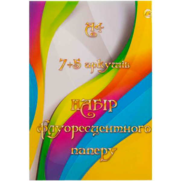 Бумага цветная А4 12 листов флуоресцентная Тетрада