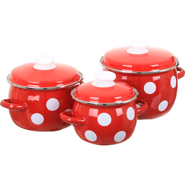 Набор кастрюль Горох красный 3 шт. Idilia