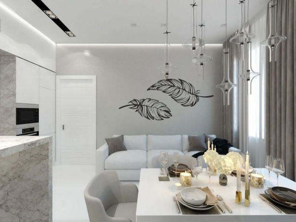 Векторная картина-панно STEEL CHARACTER Перья 80x40 см черный 