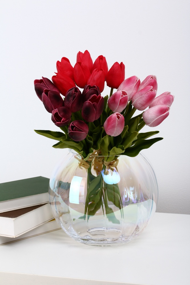 Ваза стеклянная Wrzesniak Glassworks Luster Optic 17 см перламутровая 17-164