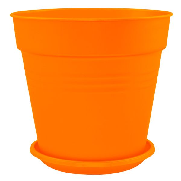 Горшок пластиковый Алеана Глория круглый 0,6л оранжевый (114015) 