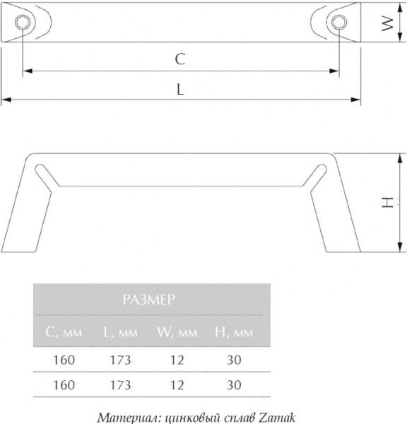 Меблева ручка M 12748.160 (21846) 160 мм хром Cosma