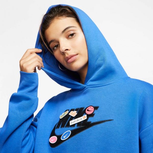 Джемпер Nike W NSW ICN CLSH FLC HOODIE BB CJ2034-480 р. XS синій